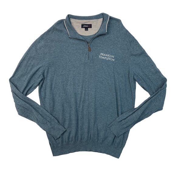 Johnnie-o Bailey Sweater Mens L Large Metal-Blue Quarter Zip Cotton Nylon Silk - Picture 1 of 12